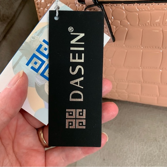 Peach Structured Satchel with Gold Accents - Picture 6 of 15